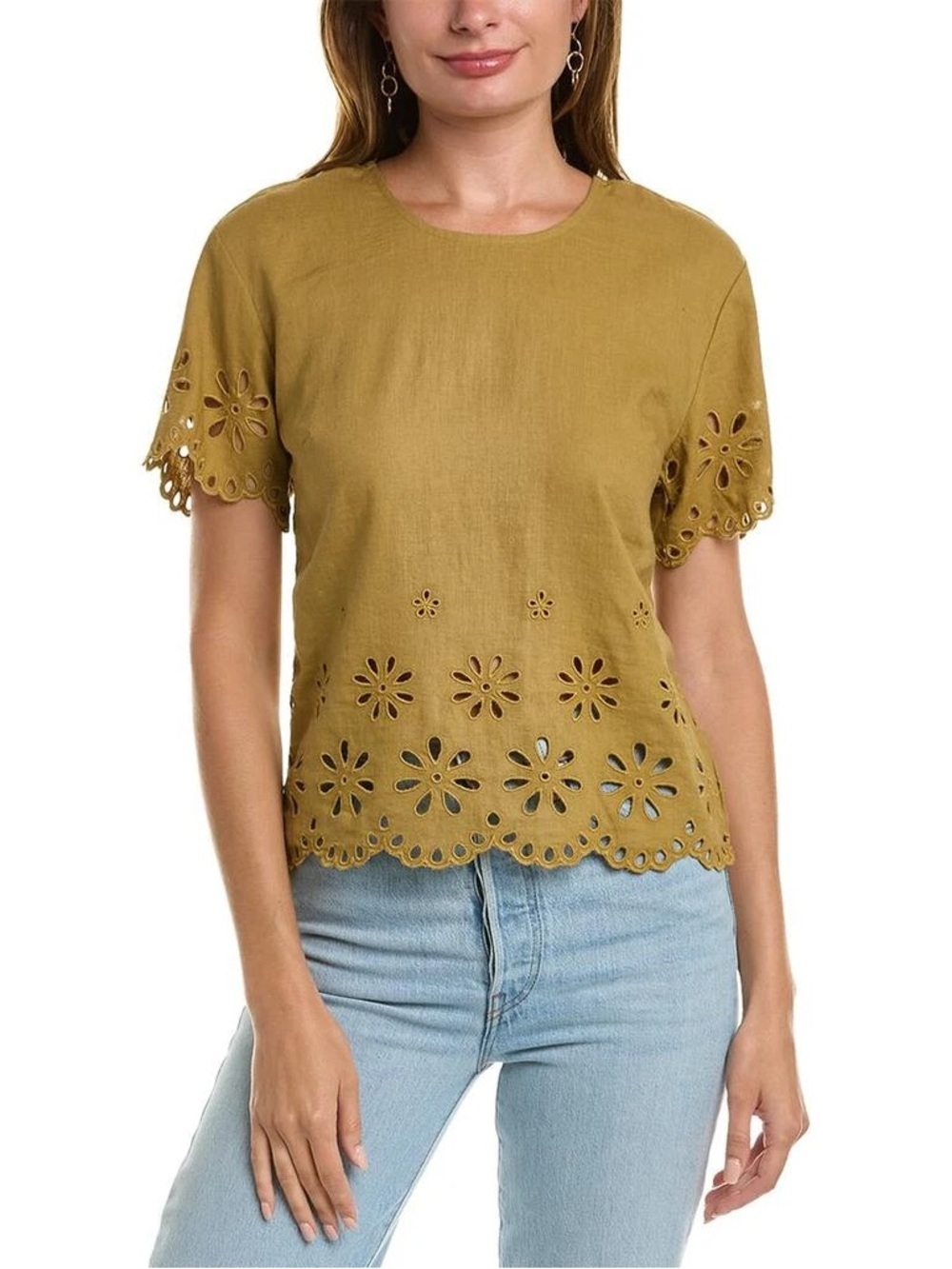 Madewell Creddo Olive Green Linen-Blend Top (XS)
